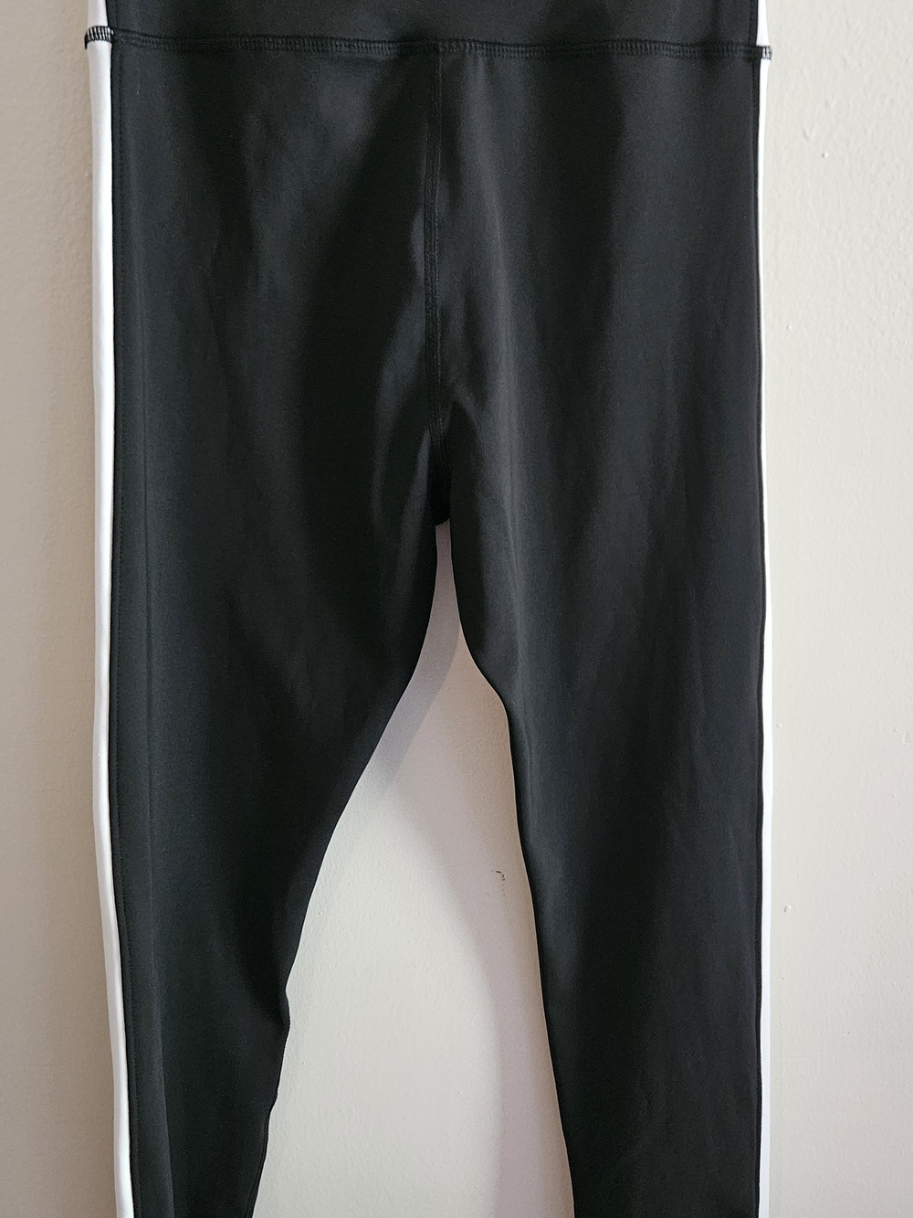 Athiral Black Active Leggings With White Sites. Sport, Gym, Run, Casual